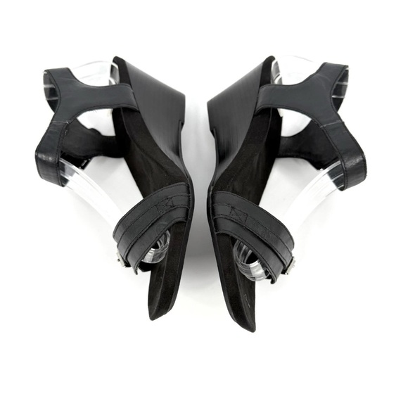 Vionic Laurie Wedge Sandals Womens Size 6 Black Leather Adjustable Strap Classic - Picture 4 of 12